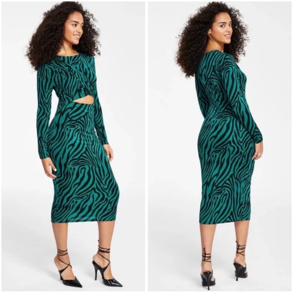 NWT Bar Ill Twist Front Printed Midi Dress Size Large